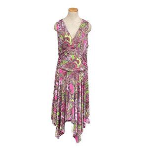 Ronni Nicole by Ouida Fairy Dress V-Neck Sleeveless Paisley Pink Size 14